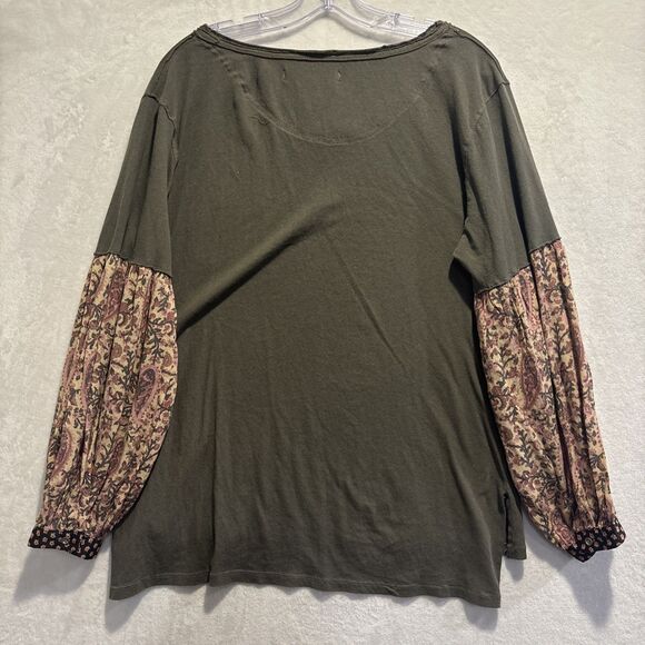 We The Free People Jade Floral Print Long Sleeve Top Olive Green Women's Size XS - Picture 6 of 13
